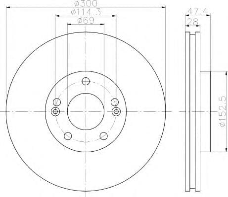 8DD 355 114-481 Behr Hella Тормозной диск