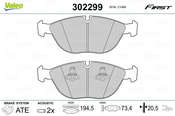 302299 Valeo Тормозные колодки