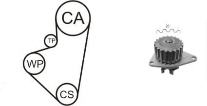 WPK-121203 Airtex Комплект ремня ГРМ + помпа