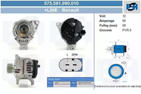 575591090010 CV PSH Генератор для Renault Mascott