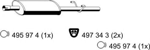 186070 Ernst Середній глушник вихлопних газів для Volkswagen LT