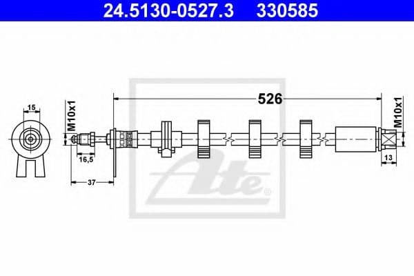 24.5130-0527.3 ATE Гальмівний шланг для Peugeot 406