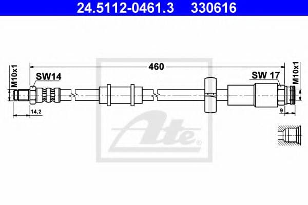 24.5112-0461.3 ATE Гальмівний шланг