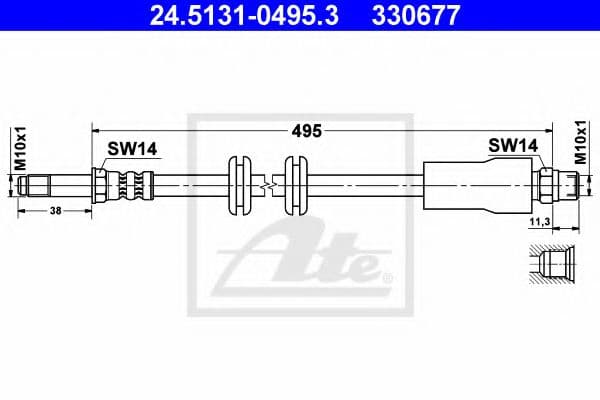 24.5131-0495.3 ATE Гальмівний шланг