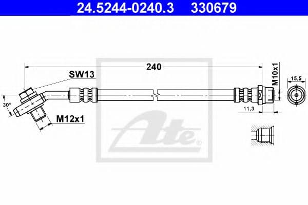 24.5244-0240.3 ATE Гальмівний шланг для Audi A4