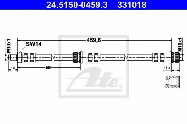 24.5150-0459.3 ATE Гальмівний шланг