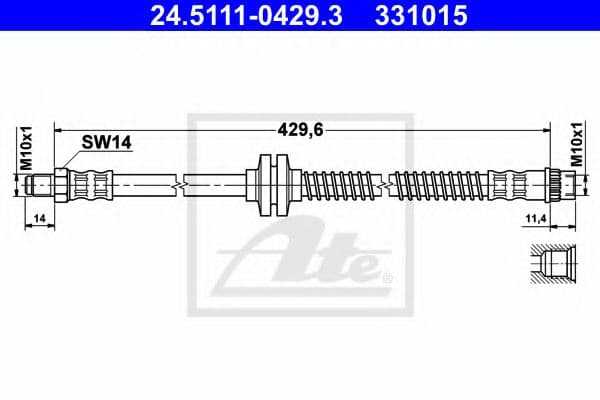 24.5111-0429.3 ATE Гальмівний шланг