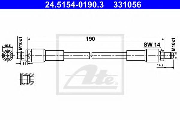 24.5154-0190.3 ATE Тормозной шланг для Audi A8