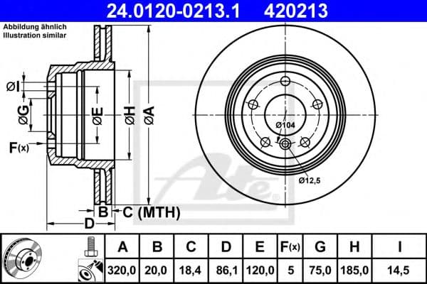 24.0120-0213.1 ATE Гальмівний диск для BMW 5 Series