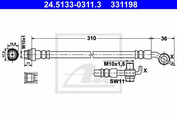 24.5133-0311.3 ATE Гальмівний шланг