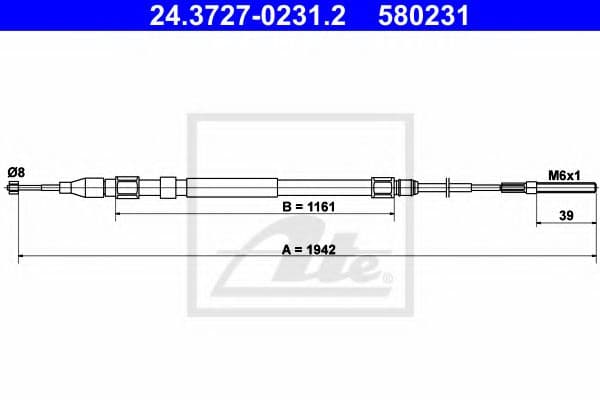 24.3727-0231.2 ATE Трос ручного гальма для BMW X5