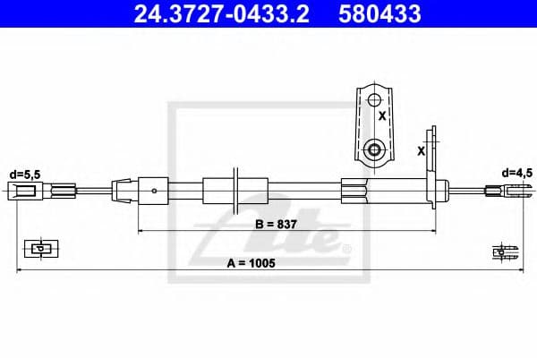 24.3727-0433.2 ATE Трос ручного гальма для Mercedes SLK-Class