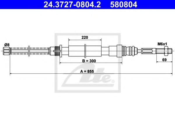 24.3727-0804.2 ATE Трос ручного гальма для Peugeot 405