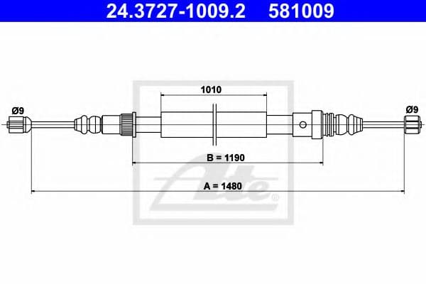 24.3727-1009.2 ATE Трос ручного гальма