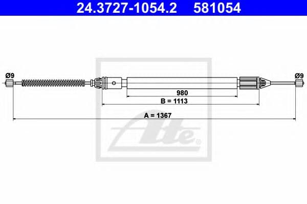 24.3727-1054.2 ATE Трос ручного гальма для Renault Megane