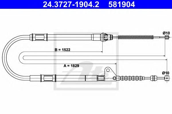 24.3727-1904.2 ATE Трос ручного гальма для Toyota Avensis