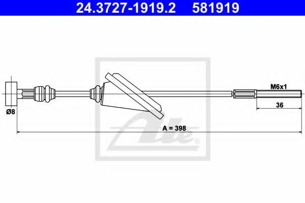 24.3727-1919.2 ATE Трос ручного гальма