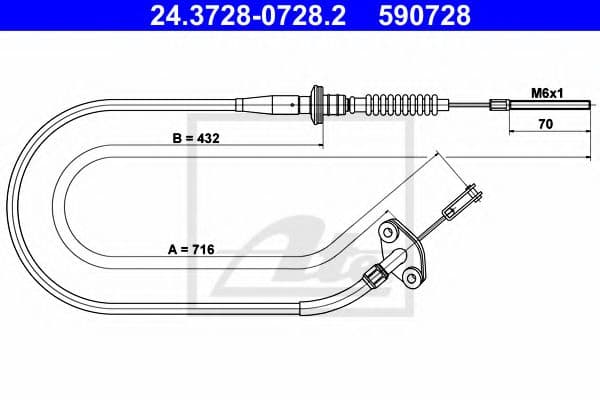 24.3728-0728.2 ATE Трос зчеплення для Opel Agila