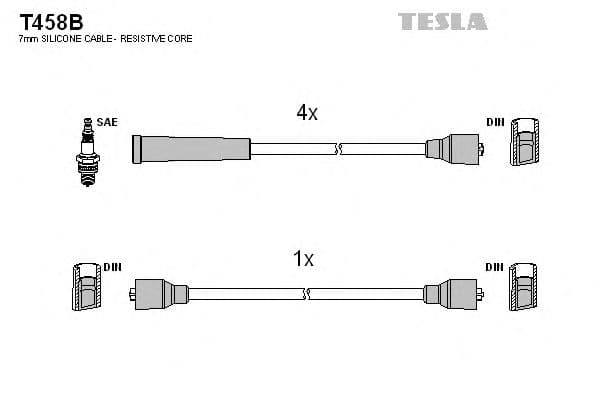 T458B Tesla Комплект проводов зажигания