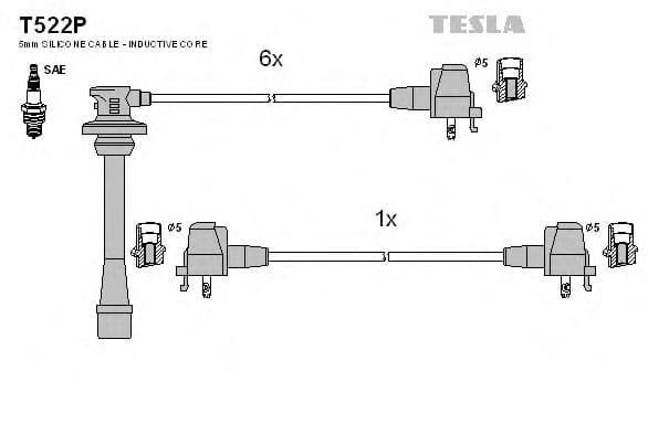 T522P Tesla Комплект дротів запалювання
