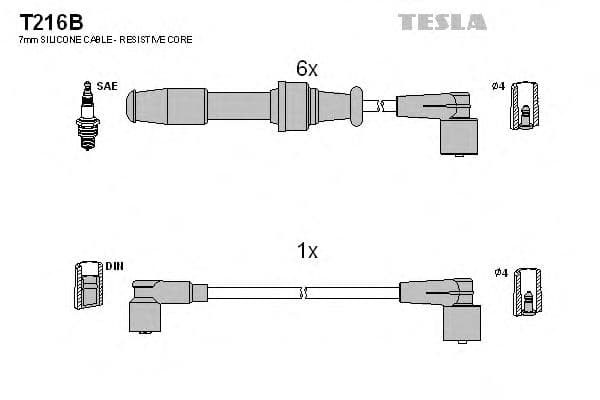 T216B Tesla Комплект проводов зажигания