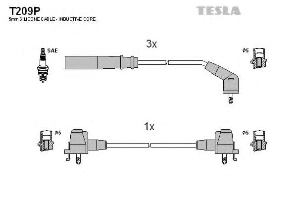 T209P Tesla Комплект дротів запалювання