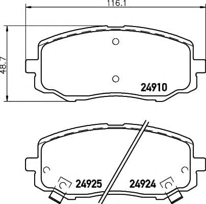 2491001 Textar Гальмівні колодки для Hyundai i20