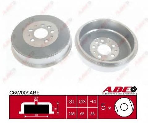C6W009ABE ABE Гальмівний барабан для Volkswagen Transporter