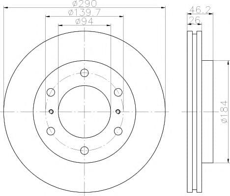 8DD 355 119-071 Hella Pagid Гальмівний диск для Mitsubishi Pajero