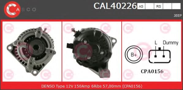 CAL40226AS Casco Генератор для Jeep Cherokee
