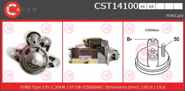 CST14100AS Casco Стартер для Ford Transit