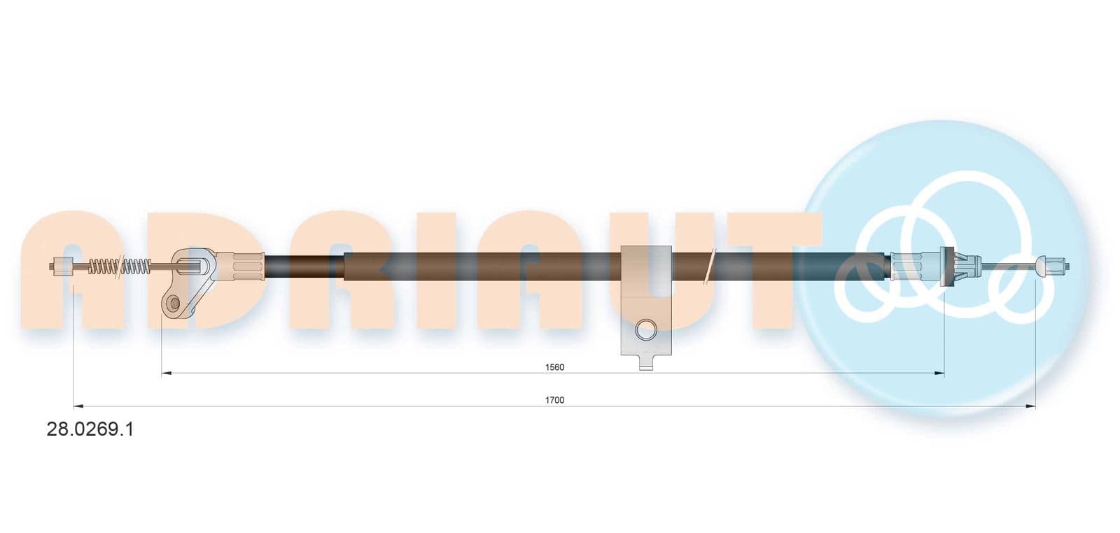 2802691 Adriauto Трос ручного гальма для Nissan Juke