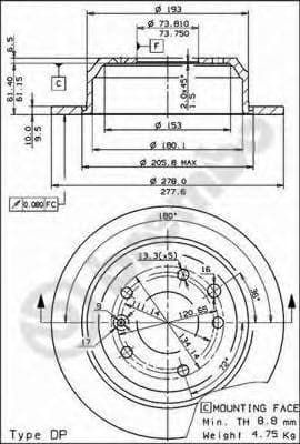 08.5530.10 Brembo Тормозной диск