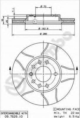 09.7629.75 Brembo Тормозной диск