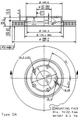 09.8681.11 Brembo Гальмівний диск