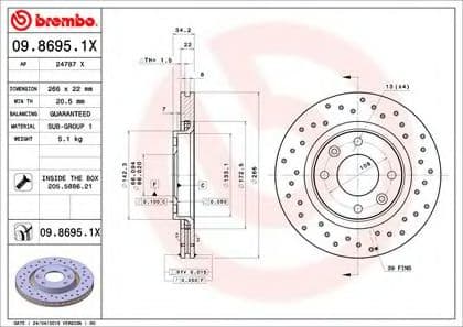 09.8695.1X Brembo Тормозной диск