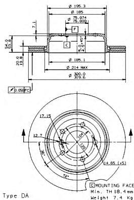 09.9425.11 Brembo Гальмівний диск