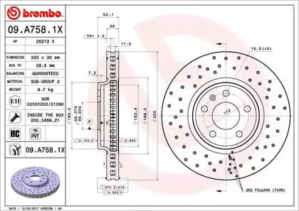 09A7581X Brembo Гальмівний диск