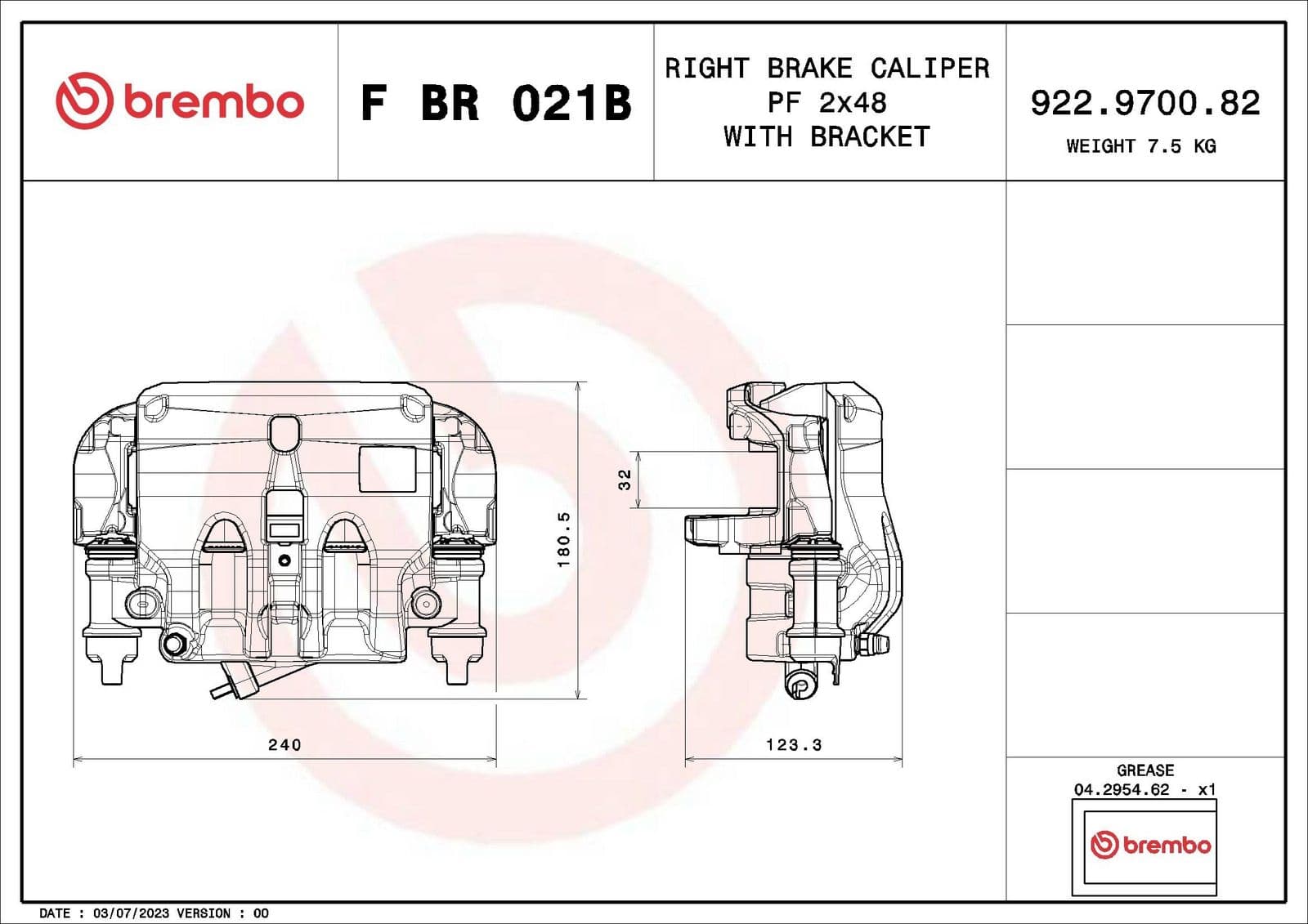 fbr021b Brembo Тормозной суппорт