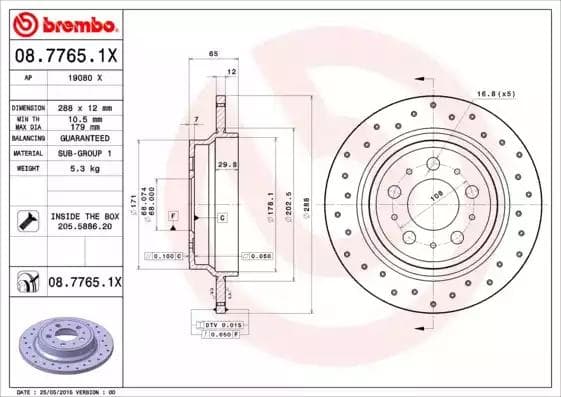 0877651X Brembo Тормозной диск
