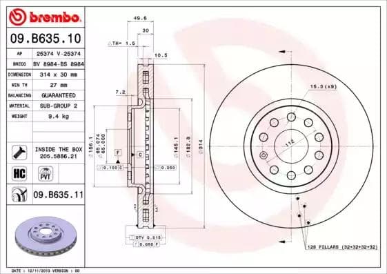 09B63511 Brembo Тормозной диск