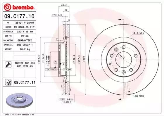 09C17711 Brembo Гальмівний диск