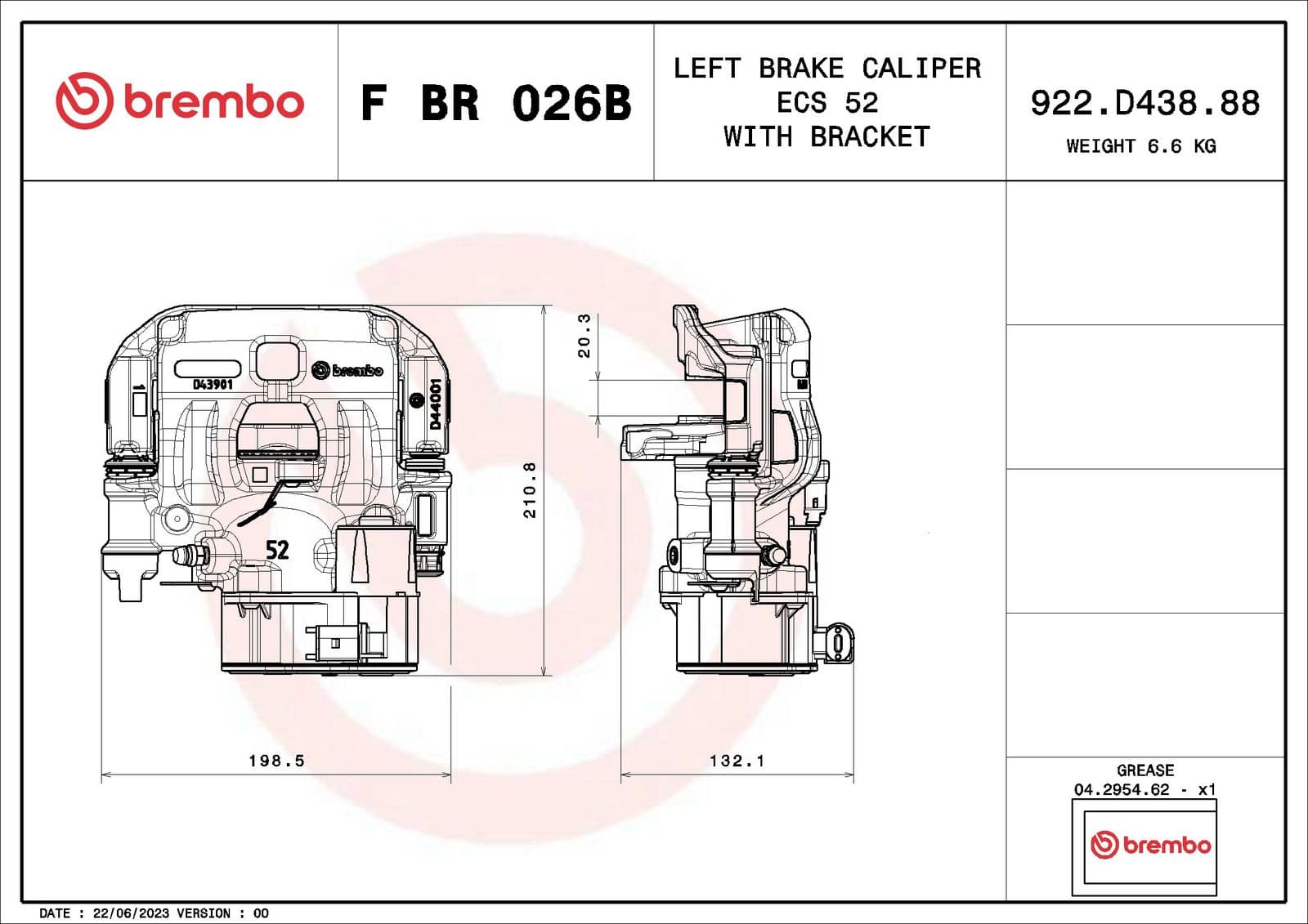 fbr026b Brembo Тормозной суппорт для Iveco Daily VI