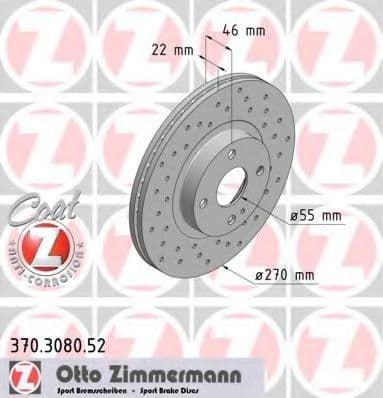 370.3080.52 Zimmermann Гальмівний диск для Mazda MX-5