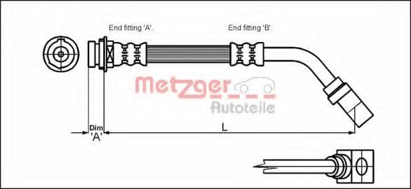 4114751 Metzger Тормозной шланг для Opel Sintra